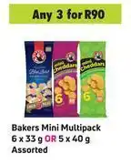 Game Bakers mini multipack 6 x 33g or 5 x 40g assorted -for any 3 offer