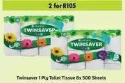 Game Twinsaver 1 ply toilet tissue-for 2 x 8's  x 500 sheets offer