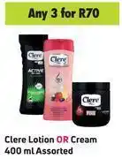 Game Clere lotion or cream assorted-for 3 x 400ml offer