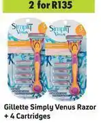 Game Gillette simply venus razor + 4 cartridges-for 2 offer