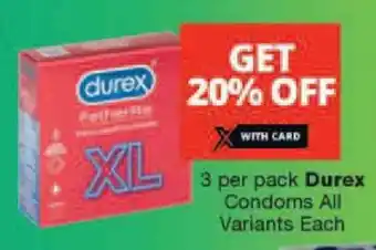 Checkers 3 per pack Durex Condoms All Variants Each offer