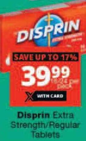 Checkers Disprin Extra Strength/Regular Tablets offer