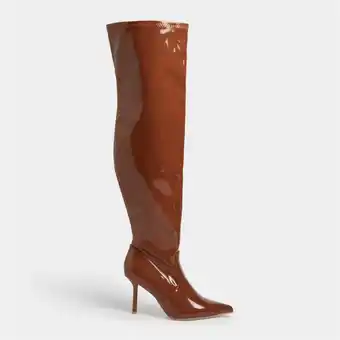 The FIX Women's brown patent thigh high boot offer