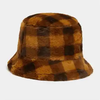 Women's brown check bucket hat
