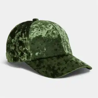 Women's green velour peak cap