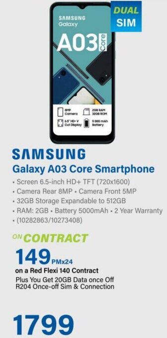Incredible Connection SAMSUNG Galaxy A03 Core Smartphone offer
