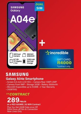 Incredible Connection SAMSUNG Galaxy A04e Smartphone offer