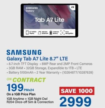 Incredible Connection SAMSUNG Galaxy Tab A7 Lite 8.7" LTE offer