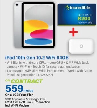 Incredible Connection iPad 10th Gen 10.2 WiFi 64GB offer