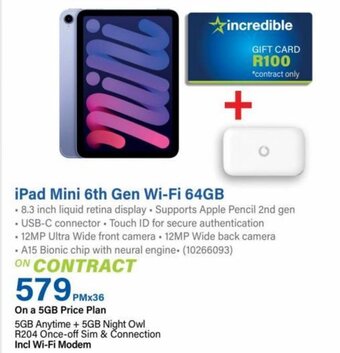 Incredible Connection iPad Mini 6th Gen Wi-Fi 64GB offer