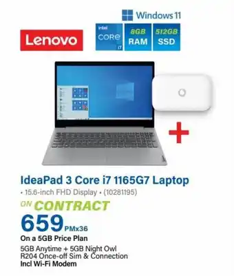 Incredible Connection IdeaPad 3 Core i7 1165G7 Laptop offer