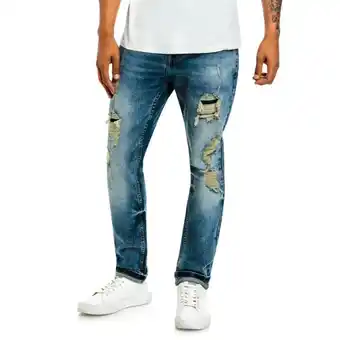 Markham Rj medium blue skinny leg dirty wash jean offer