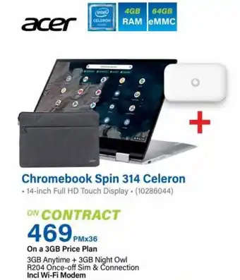 Incredible Connection Chromebook Spin 314 Celeron • 14-inch Full HD Touch Display • (10286044) offer