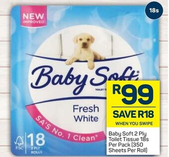 Pick n Pay Baby Soft 2 Ply Toilet Tissue 18s Per Pack offer