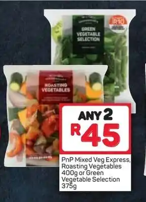 Pick n Pay PnP Mixed Vegetable Express, Roasting Vegetables 400g or Green Vegetable Selection 375g offer