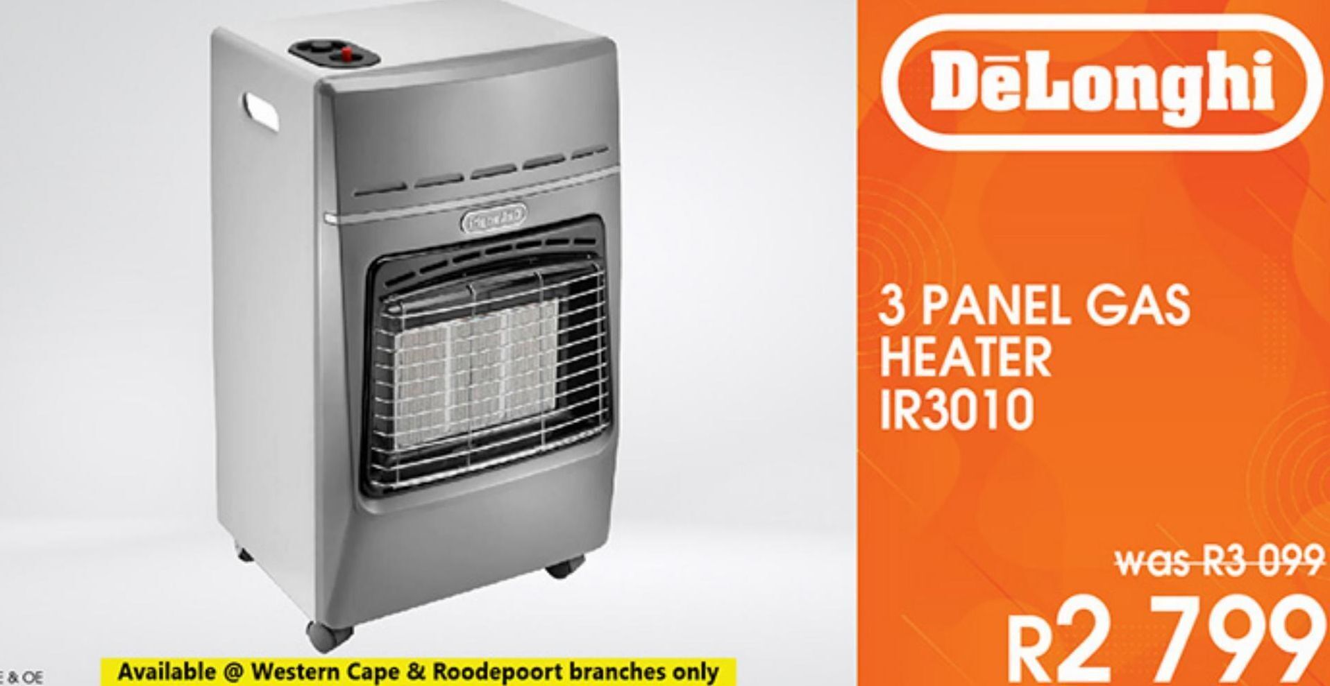 3 panel gas heater offer at Tafelberg Furnishers