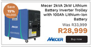 Mecer 2kva 2kw lithium battery inverter trolley with 100ah lithium ion battery