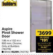 Builders aspire pivot shower door offer at Builders Warehouse