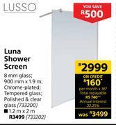 Builders Warehouse Lusso luna shower screen 900mm x 1.9m offer