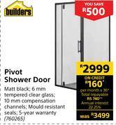 Builders pivot shower door offer at Builders Warehouse