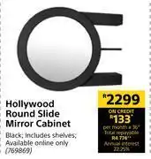 Builders Warehouse Hollywood round slide mirror cabinet (black) offer