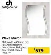 Builders Warehouse Designhouse wave mirror 800mm (l) x 600mm (w) offer