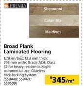 Premia broad plank laminated flooring-per sqm