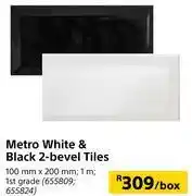 Builders Warehouse Metro white and black 2-bevel tiles-per box offer