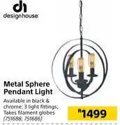 Builders Warehouse Designhouse metal sphere pendant light offer
