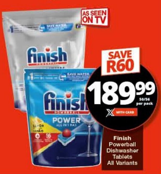 Finish Powerball Dishwasher Tablets All Variants offer at Checkers