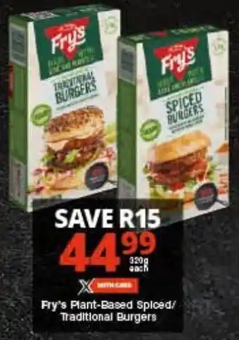 Checkers Fry's Plant-Based Sploed/ Traditional Burgers offer