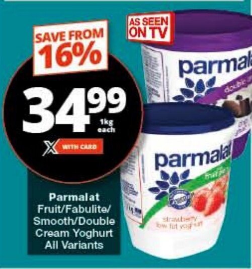 Parmalat Fruit/Fabulite/ Smooth/Double Cream Yoghurt All Variants offer