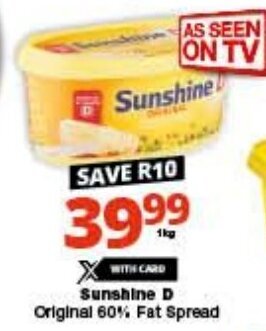 Checkers Sunshine D Original 60% Fat Spread offer