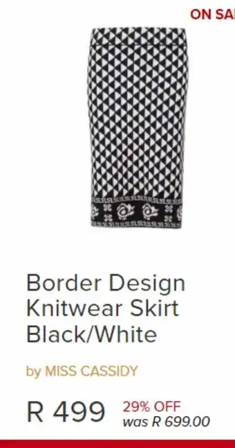 Border design knitwear skirt black/white