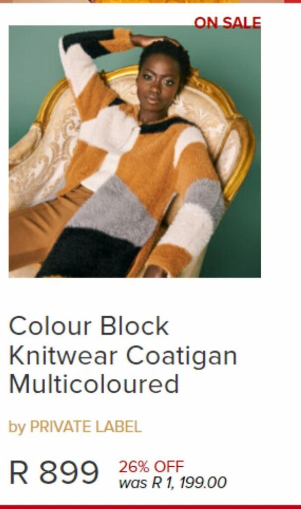 Colour block outlet knitwear