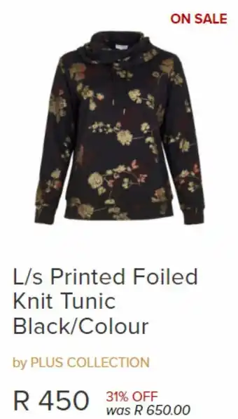 L/s printed foiled knit unic black/colour
