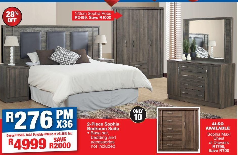 2 piece sophia bedroom suite offer at OK Furniture