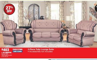 OK Furniture 3-piece tulip lounge suite offer