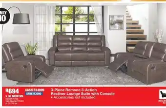 OK Furniture 3-piece romano 3-action recliner lounge suite with console offer