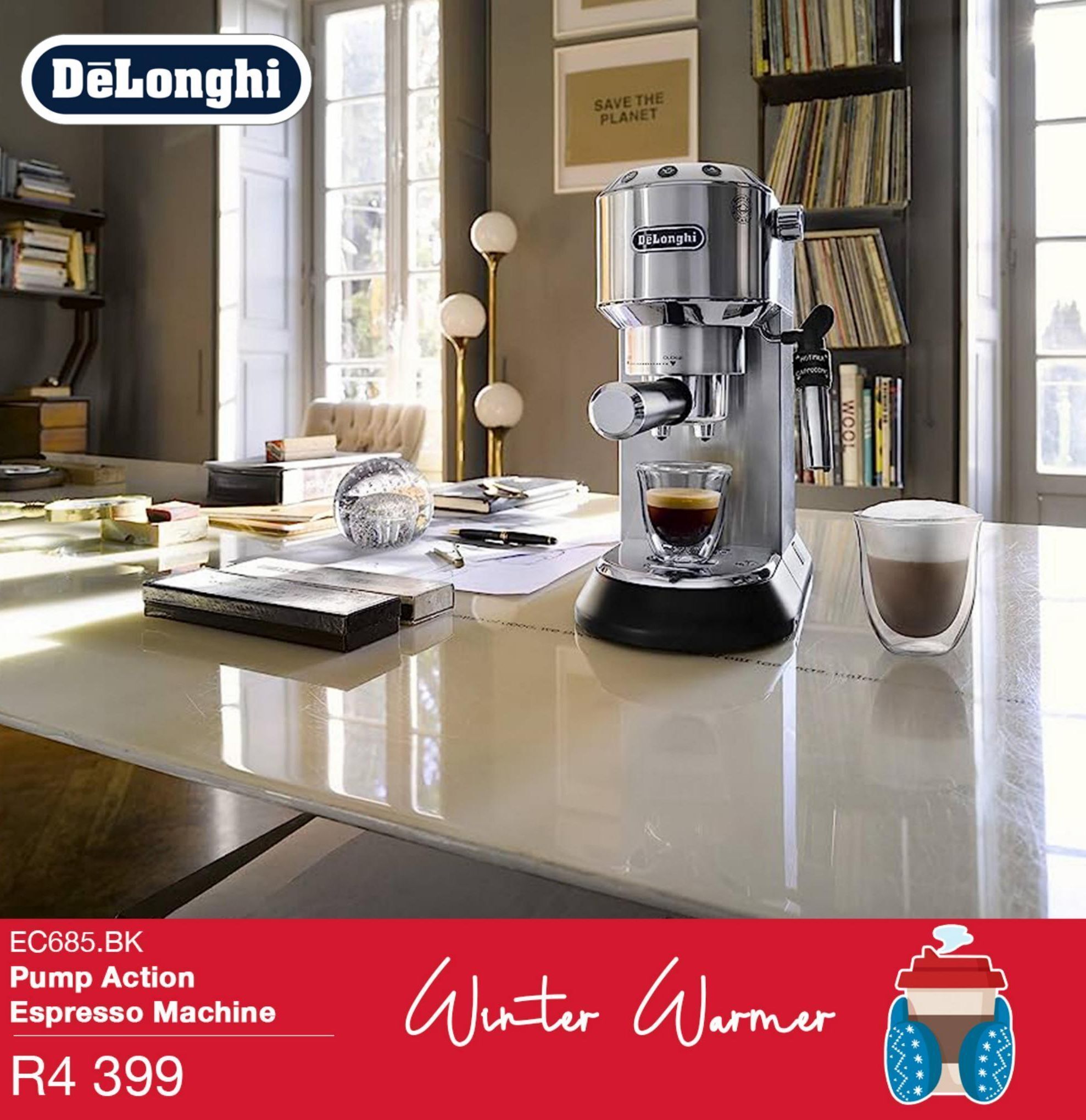 Espresso coffee machine delonghi offer at Kloppers