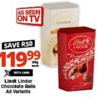 Lindt Lindor Chocolate Balls All Variants offer at Checkers