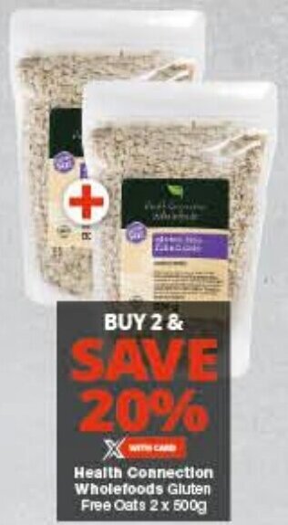 Checkers Health Connection Wholefoods Gluten Free Oats 2 x 500g offer