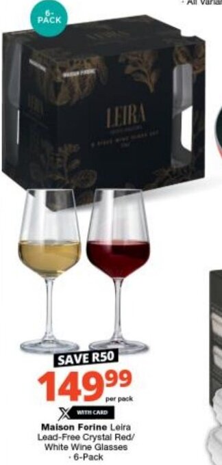 Checkers Maison Forine Leira Lead-Free Crystal Red/ White Wine Glasses .6-Pack offer