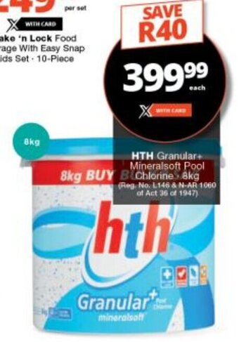 Checkers HTH Granular+ Mineralsoft Pool Chlorine 8kg offer