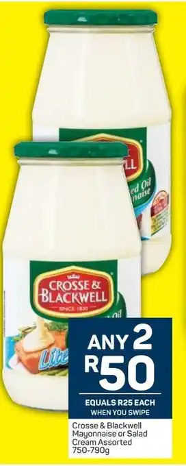Pick n Pay Crosse & Blackwell Mayonnaise or Salad Cream 750-790g offer
