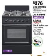 OK Furniture Univa 600mm black 4 burner gas stove ug016b offer