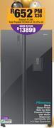 Hisense 508l black glass finish side by side freezer fridge with water dispenser h670smib-wd