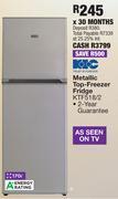 OK Furniture Kic 170l metallic top freezer fridge ktf518/2 offer