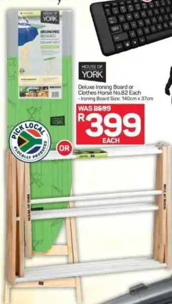Pick n Pay Deluxe Ironing Board or Clothes Horse No.82 Each 140cmx37cm offer