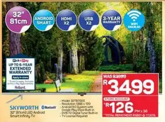 Pick n Pay Skyworth 32" (81cm) LED Android Smart infinity TV offer